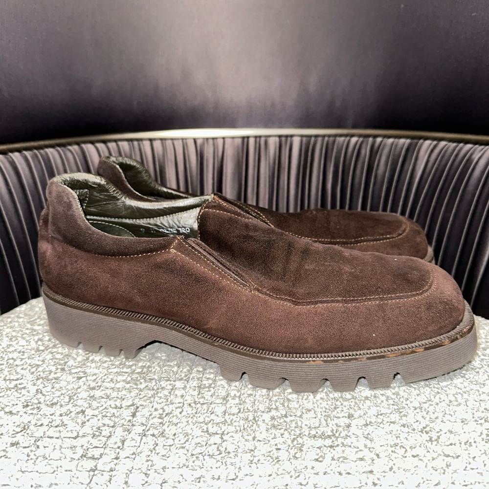 Donald J. Pliner Brown Suede Slip-On Loafers
